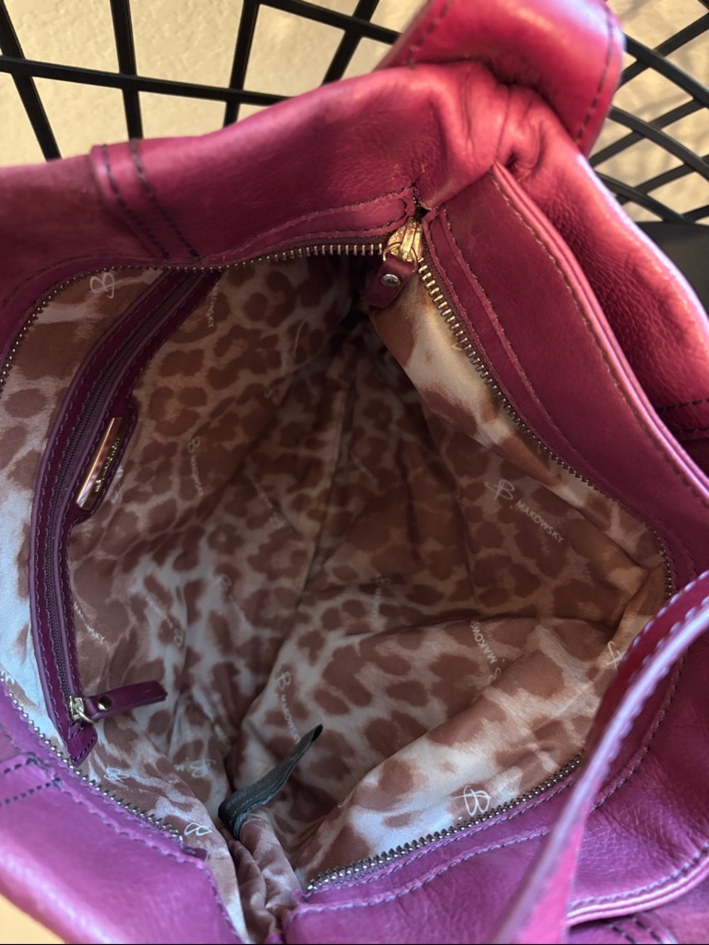 B. Makowsky Suede Leather Shoulder Bag in Fuchsia - Picture 7 of 11
